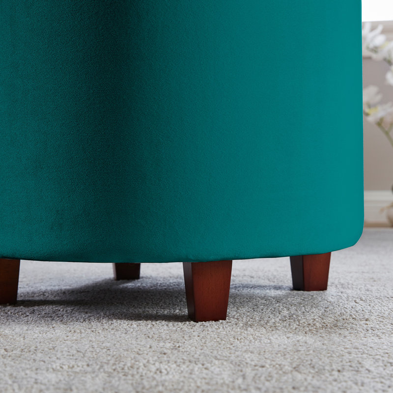 Crompton Upholstered Ottoman, Teal Velvet
