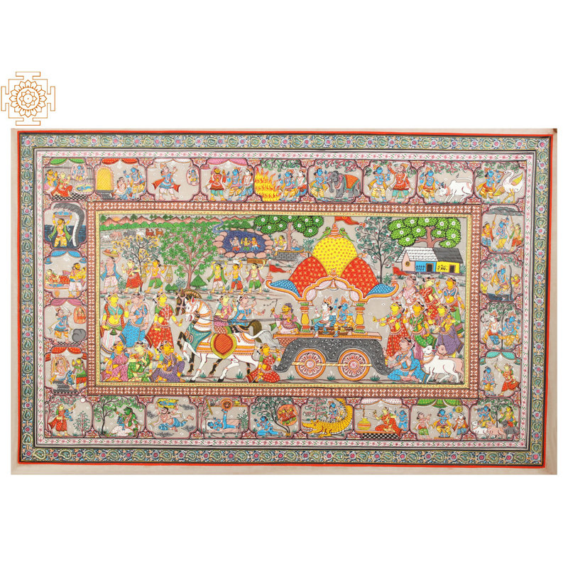 Mathura Vihar, peinture | Peinture de Patta sur soie de tussar