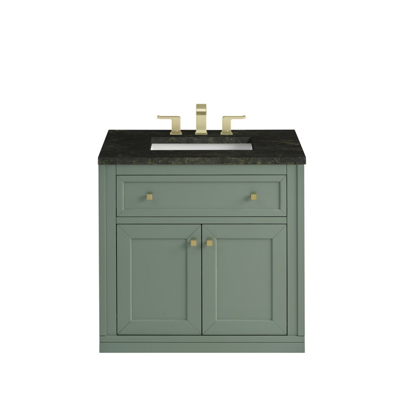Meuble-lavabo simple l 30 po Chicago, Céladon fumé, Phantome Eclos, 8 po