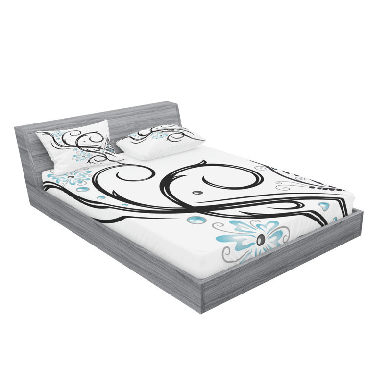 Ensemble de draps avec feuilles et papillons volants, Ensemble de draps pour lit double avec 2 taies d'o