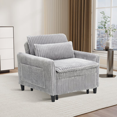 Upholstered Corduroy Accent Convertible Chair
