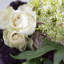 Rose/Sedum/Lace en vase en verre Queen Anne