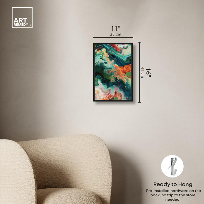 «Turbulence Canvas Calm Abstracts» par Art Remedy, H 16 po x l 11 po, Reproduction encadrée sans passe-partout