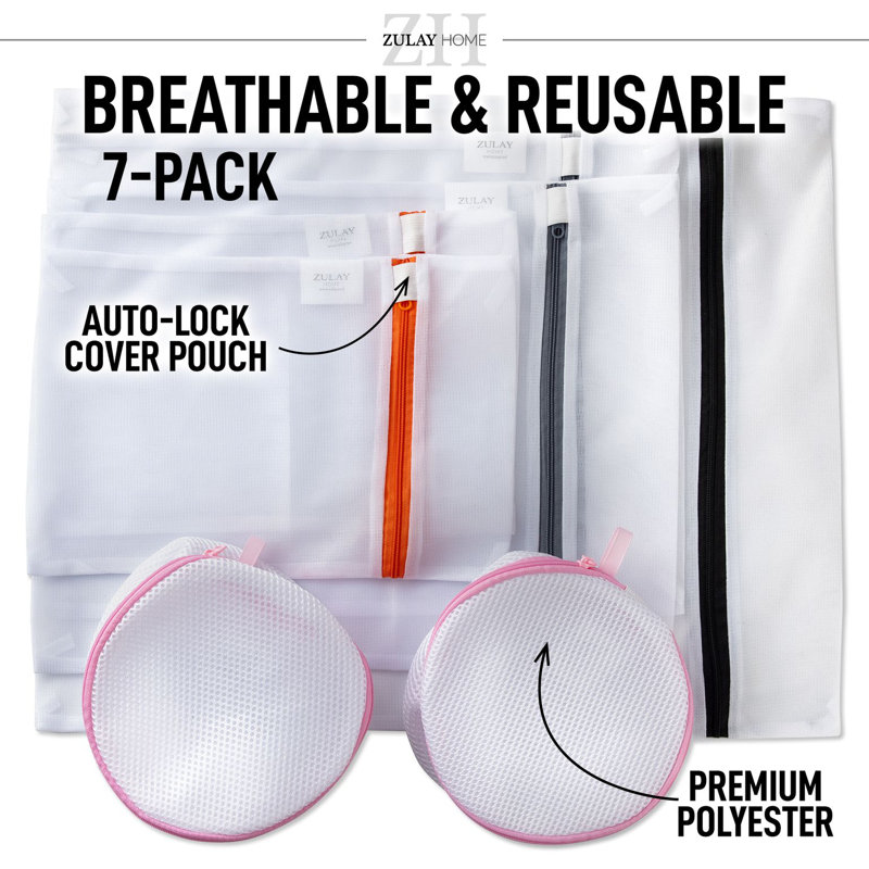 Zulay Home 7 Pack Mesh Laundry Bags for Delicates - Reusable Mesh Laundry Bags 7 Pack Mix 4