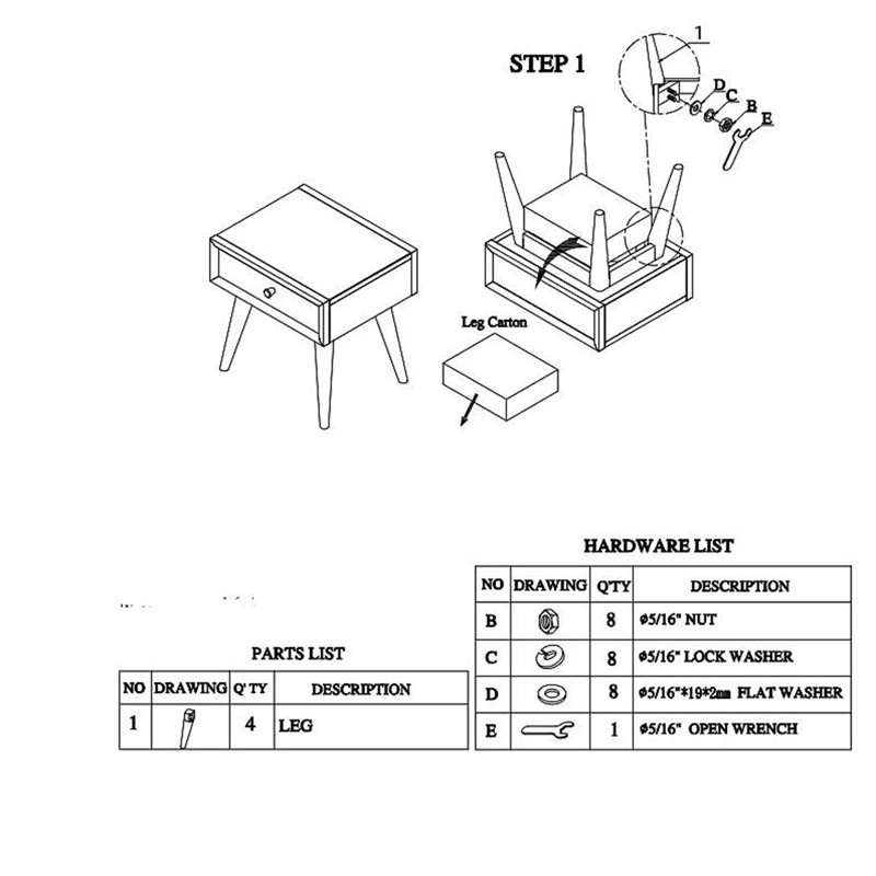 Table de bout style moderne 1Pc