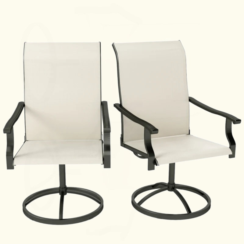 Ensemble de 2 chaises d'extérieur, chaises pivotantes, Noir / Beige