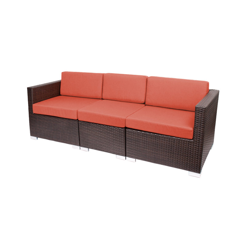 83.25'' Wide Aluminum Patio Sectional with Sunbrella® Cushions, Light Blue