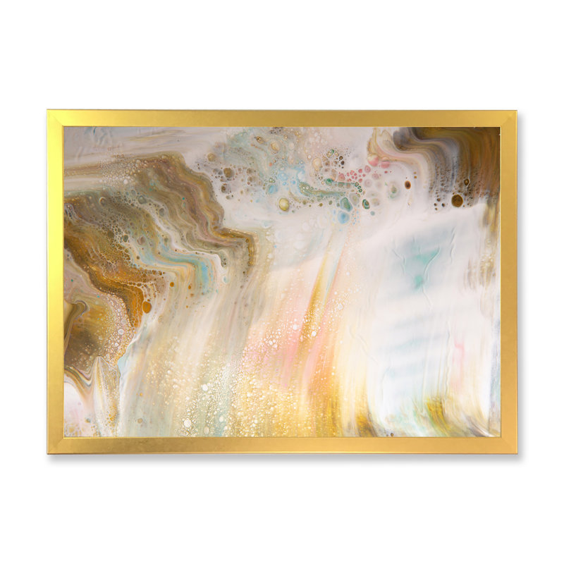 " Fluid Art In Pastel Tones I " Painting Print, 24" H x 32" W x 1" D, Gold Picture Framed