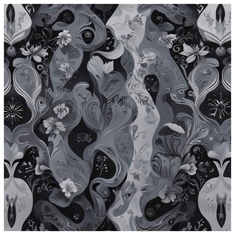 Édredon noir à motif floral, Très grand lit
