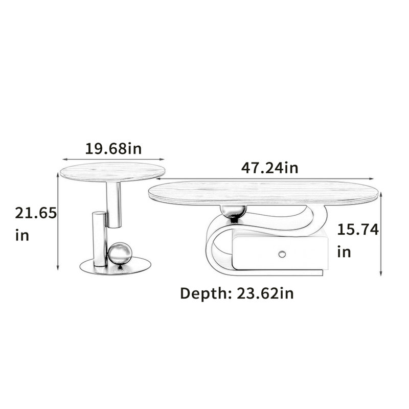 Table basse Simple Style, Noir / blanc