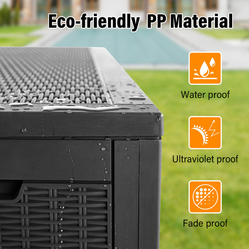 Black 100 Gallon Resin Lockable Outdoor Storage Deck Box