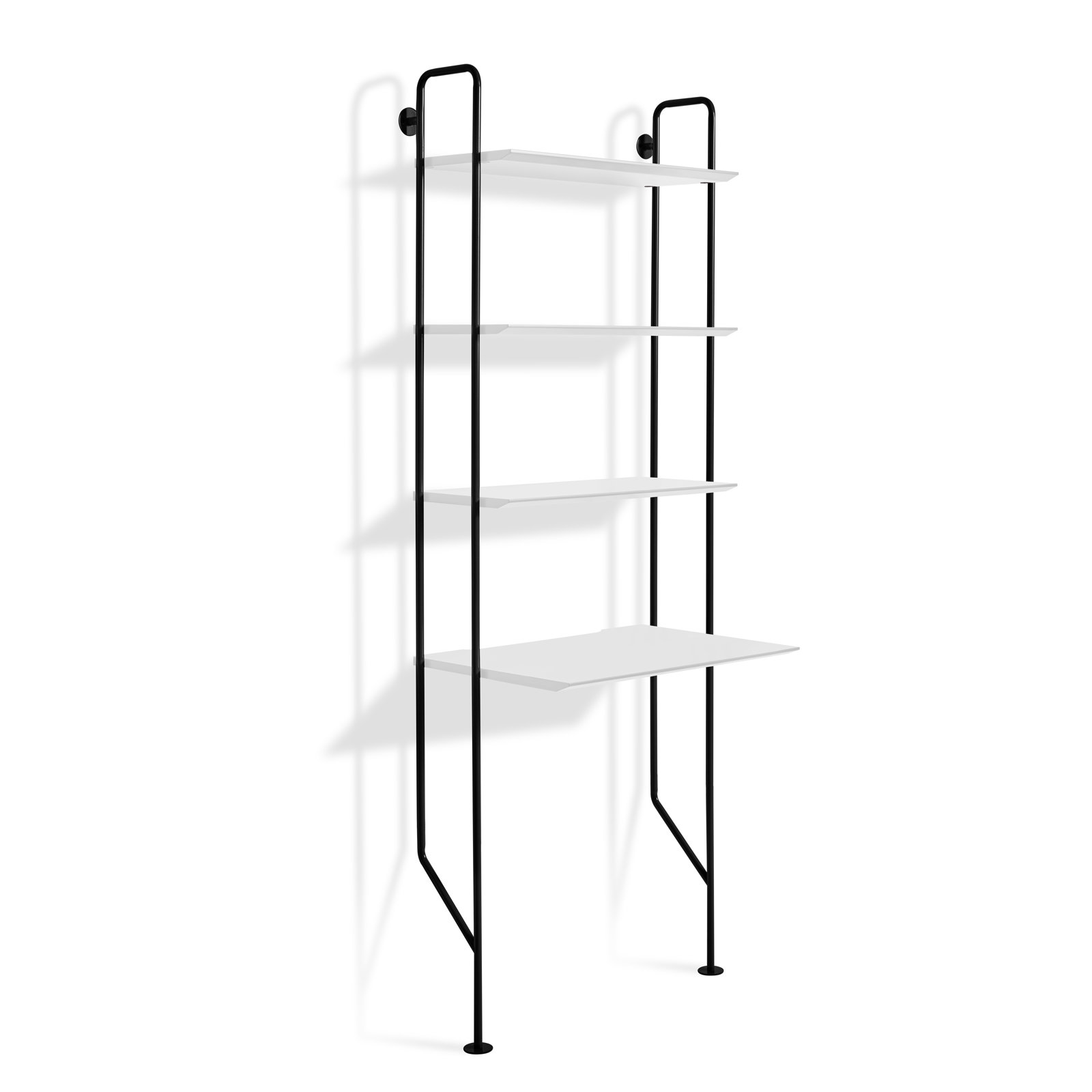 Hitch Etagere Bookcase, Black Body/White Cubbie