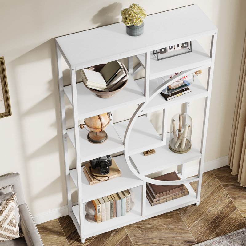 Stoil 68.89" H x 37.4" W Steel Geometric Bookcase, White