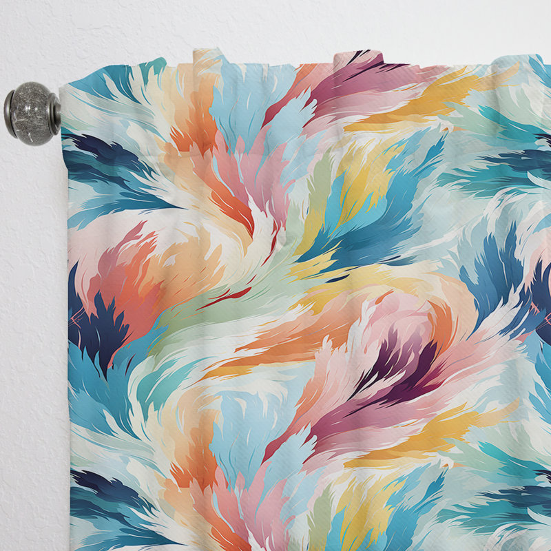 Colorful Ikat Artistry Swirl Mirage I - Vintage Velvet Curtain - Room Darkening - 1 Panel, 52" W x 90" L
