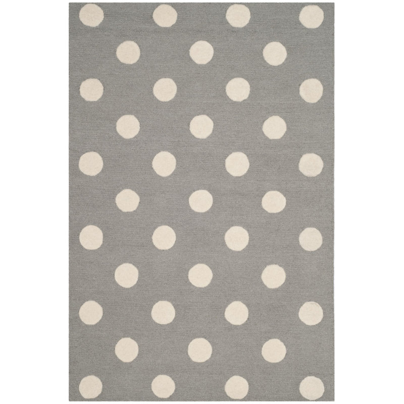 Tapis en laine touffeté à la main Krystyna, Gris / ivoire, Rectangle 3 pi x 5 pi