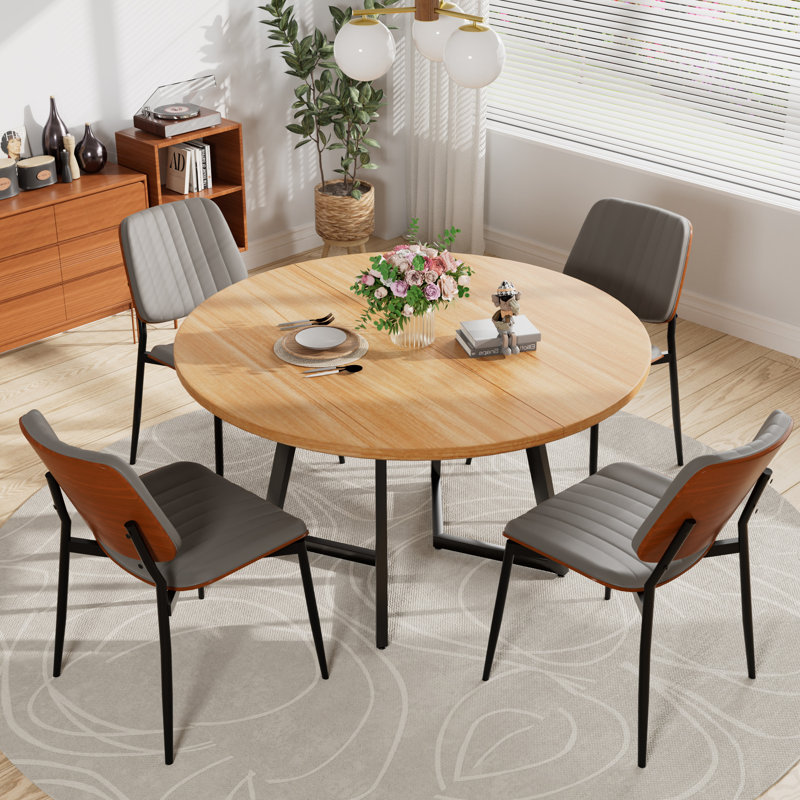 Ensemble de table de salle à manger Mid-Century, 5, Gris, Naturel