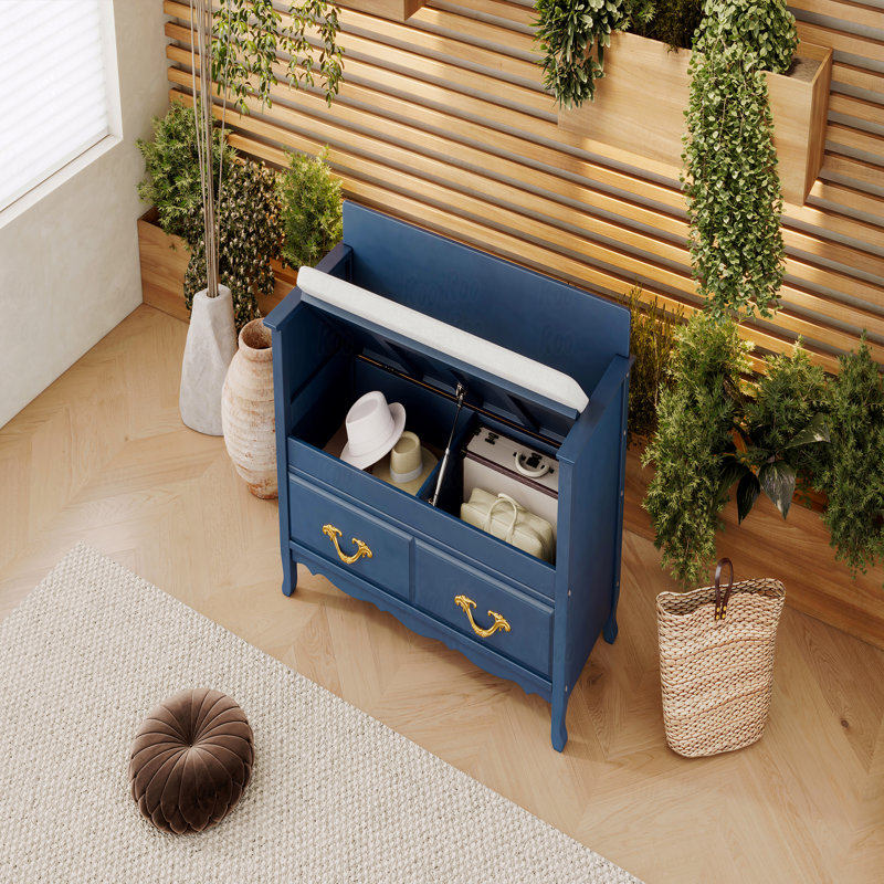 Banc de rangement pour chaussures, avec coussin amovible, banc d'entrée avec rangement caché pour l'entrée et le salon, avec dossier