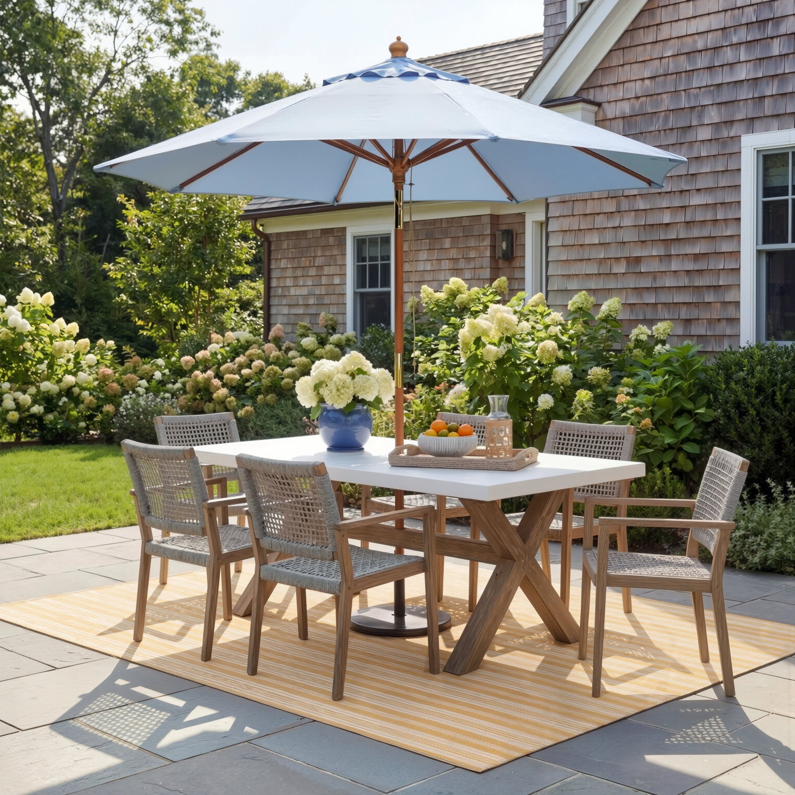 Fleur 74" Eucalyptus Patio Dining Set