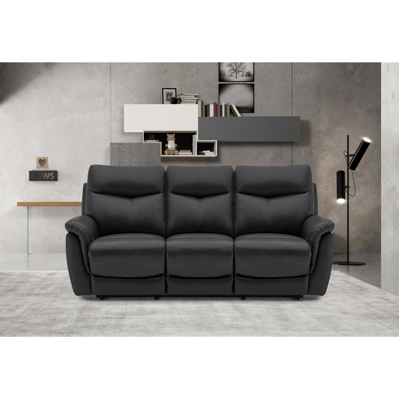 Holland 3 Seater Static Recliner, Jet Black