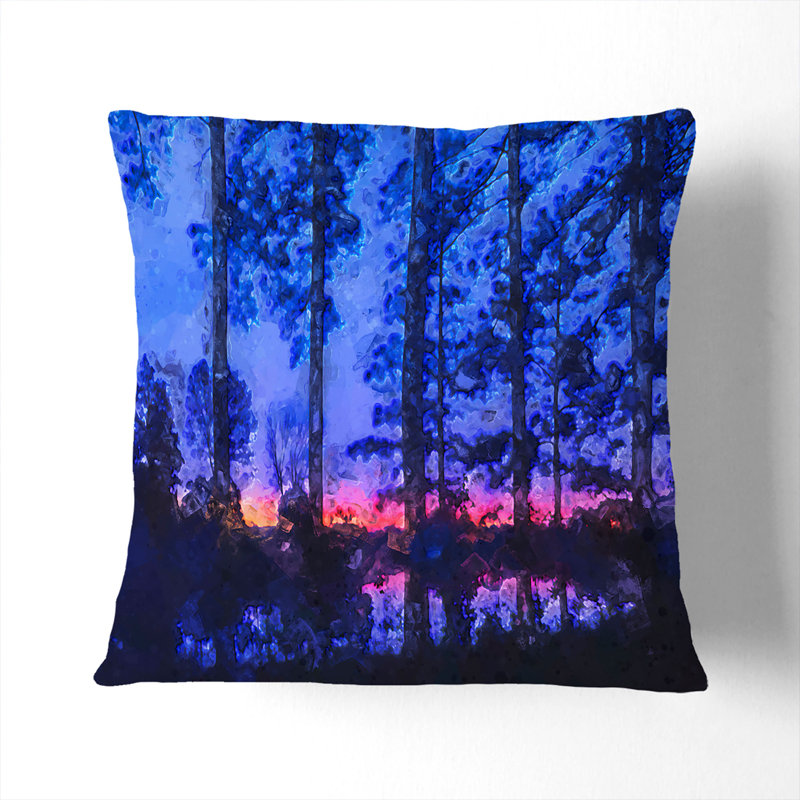 Sunset Through the Trees Cushion with Filling, Stone, 55cm H x 55cm W x 20cm D