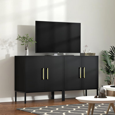 Meuble télé 2 en 1 noir pour téléviseur de 60 po ou moins avec rangement