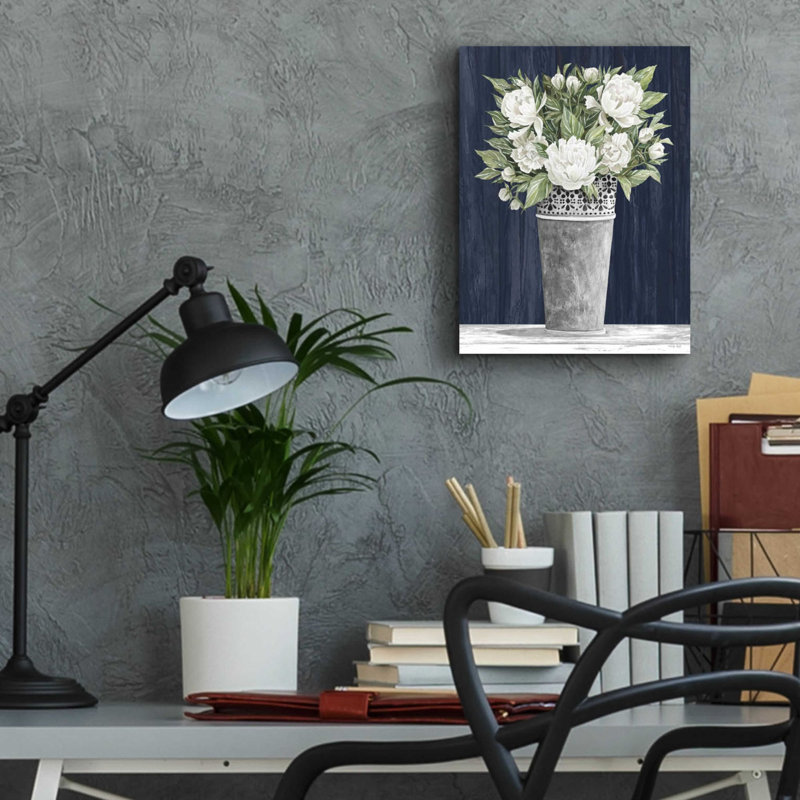 «Punched Tin White Floral» par Cindy Jacobs, art mural en verre acrylique, H 16 po x l 12 po x P 0,13 po