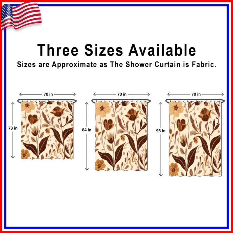 Rideaux de douche Botanical Floral Illustration, 70in W x 72in H