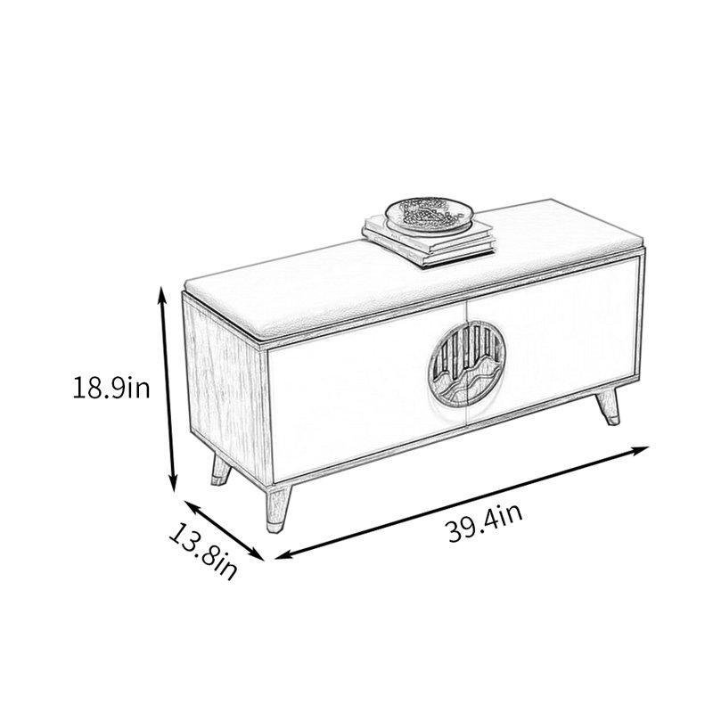 39.4in Multi-functional Shoe Storage Bench, Light Walnut