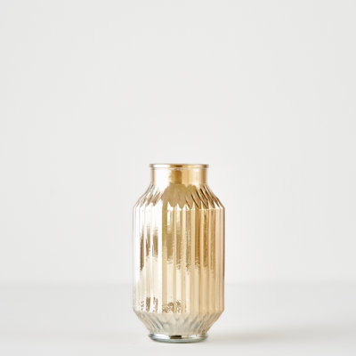 Nilda Amber Ribbed Glass Vase