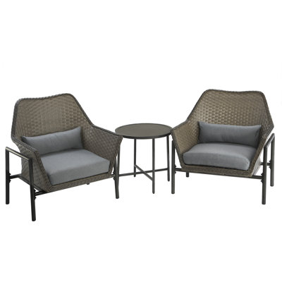 Prajit Wicker 2 - Person Patio Conversation Set with Cushions