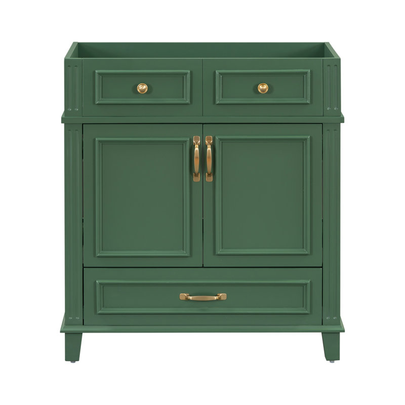 29.37'' Single Bathroom Vanity Base Only, Green, Brushed Gold