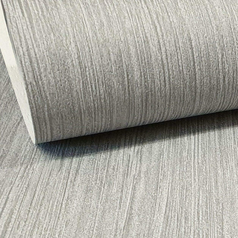 Mid Grey Plain Neutral Textured Designer Paper 10m x 53cm Matte Wallpaper Roll