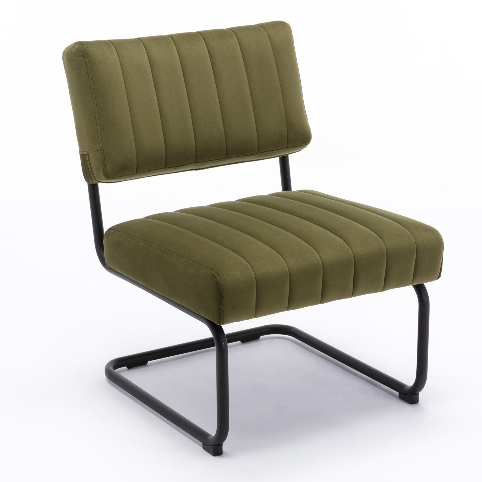 Cayman Upholstered Side Chair, Olive Velvet