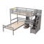Lit mezzanine simple avec lit autonome, escalier de rangement, bureau, tablettes et tiroirs-1934667380