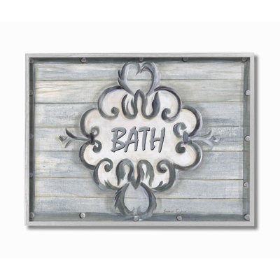 " Bath Grey Bead Board With Scroll Bathroom " by Bonnie Wrublesky