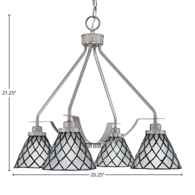Lustre 4 lumières Odyssey Downlight, Noir/gris, Nickel brossé