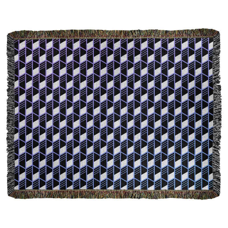 Katelyn Elizabeth Hand Woven Throw Blanket, 50" W x 60" L, Purple/Blue