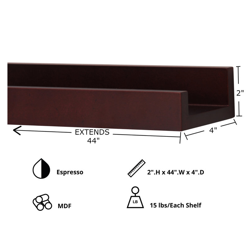 Kaylen 2 Piece Floating Shelf, Espresso