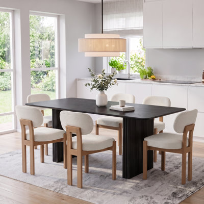 Ensemble de 8 chaises de salle à manger rembourrées en tissu, chaise de salle à manger de style campagnard pour salle à manger