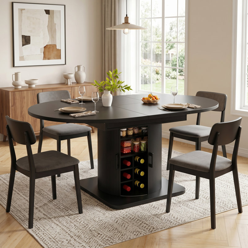 158 cm Extendable Dining Table, Black