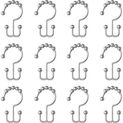 Rust-Resistant Double Roller Glide Shower Curtain Hooks With Easy Installation And Quiet Operation, Set Of 12