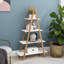 Solid Bamboo Wood Oxford A-Frame Ladder Display Bookshelf with Durable E1 MDF Shelves, Ideal for Home and Office Use