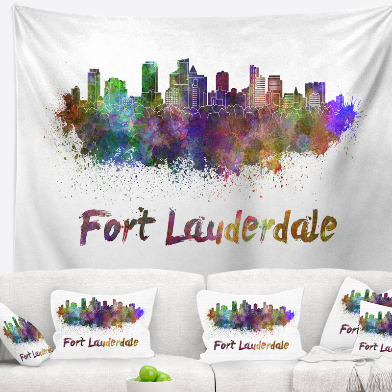 Fort lauderdale skyline tapisserie Cityscape, H 78 po x l 92 po