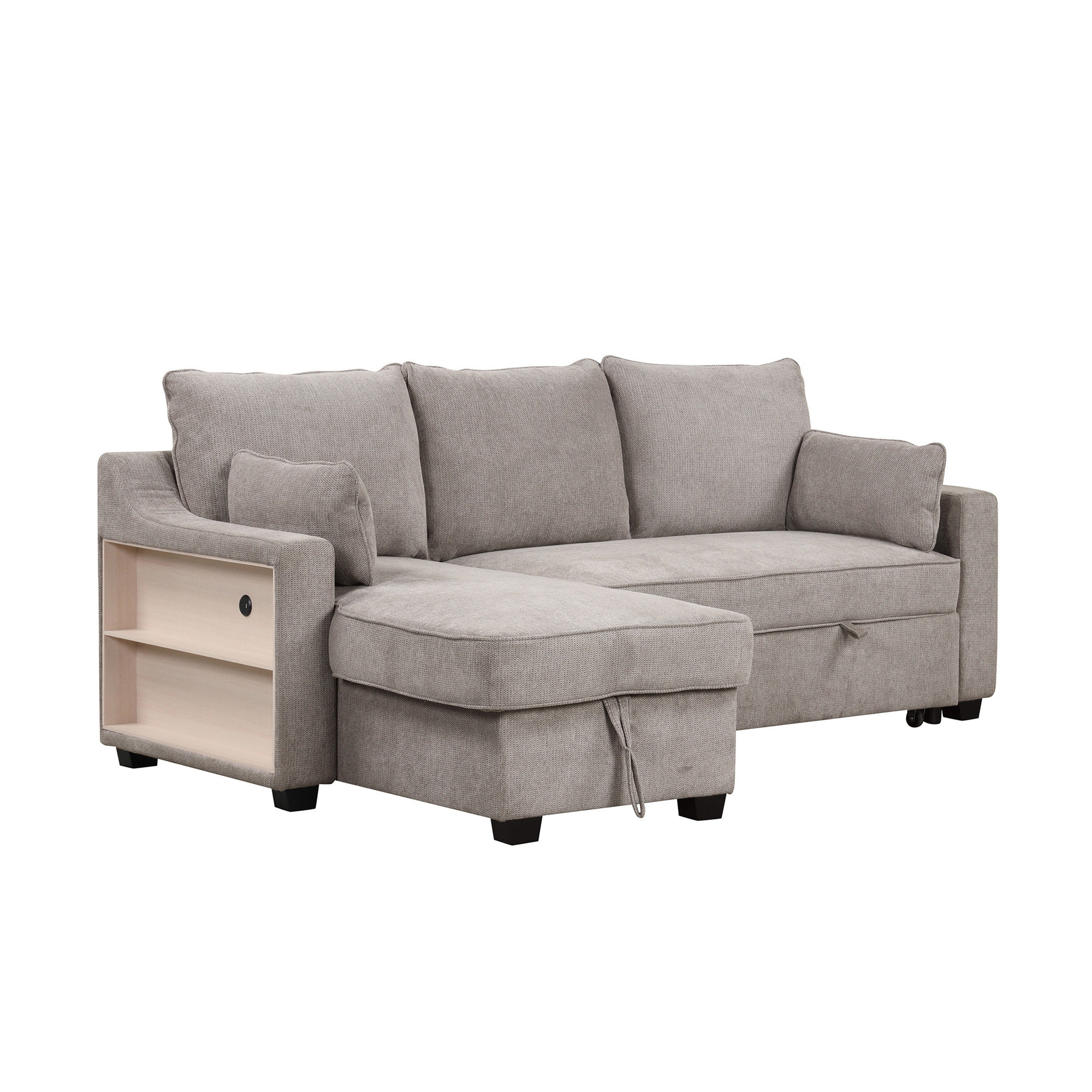 Latitude Run® Pull Out Sleeper Sofa L-Shaped Couch Convertible Sofa Bed ...