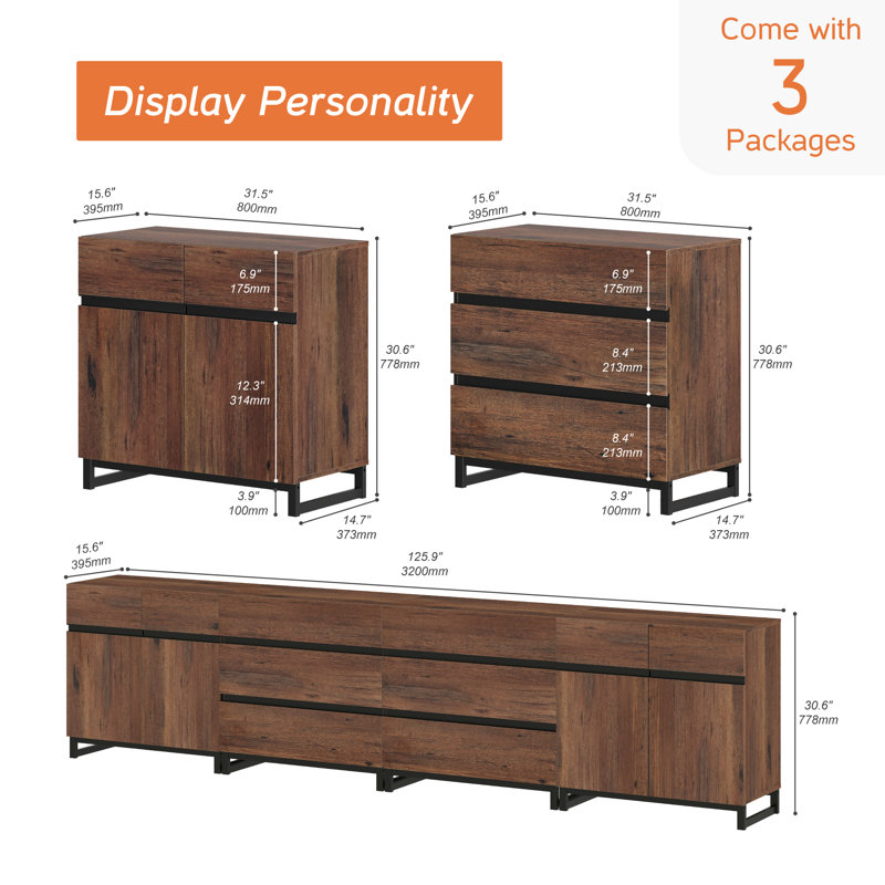 Modern TV Stand For Tvs Up To 120 Inch, 4 In 1 TV Console With Adjustable Shelves And 6 Drawers, Media Console For Living Room,Bedroom
