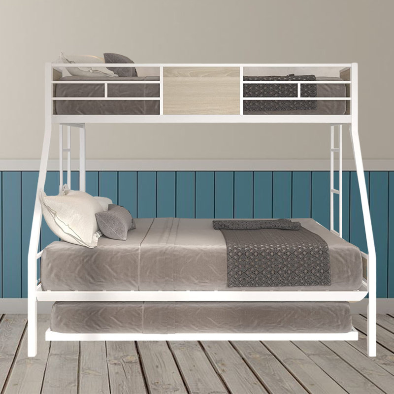 Lit superposé simple au-dessus de double avec lit gigogne Ellsbury Kids, Blanc
