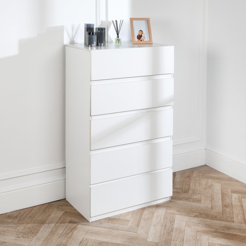 Quwanna Solid Wood 70cm W 5 - Drawer Chest of Drawers