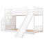 Lit simple superposé au-dessus d'un lit blanc avec glissière convertible et escalier - peu encombrant et fabriqué en bois-1751940055