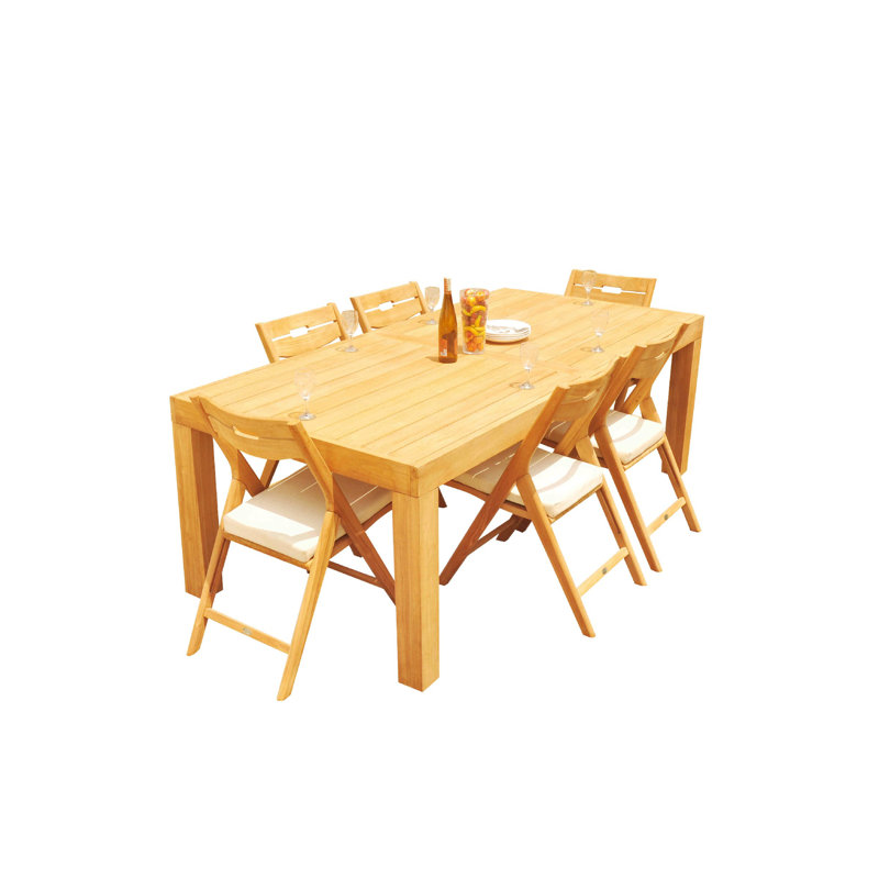 Emmetsburg 6 - Person Teak Wood Patio Dining Set with Rectangular Table