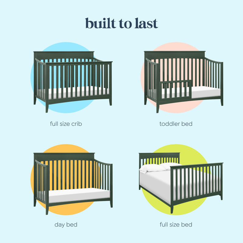 Forest Green Solid Pine 4-in-1 Convertible Crib